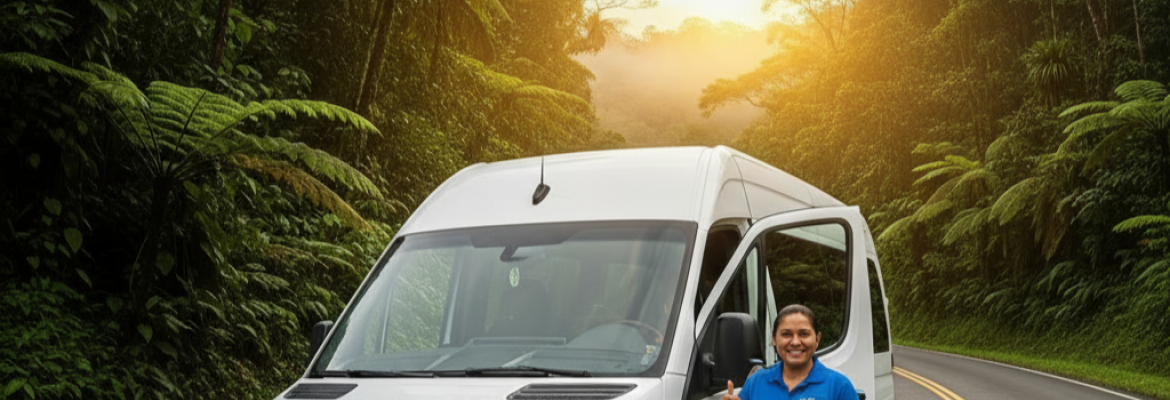 Trust & Safety – Your Journey, Our Commitment Professional driver assisting guests into branded vehicle at a Costa Rica airport transfer”